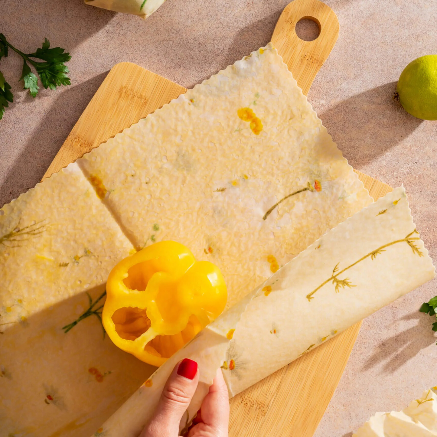 Bee wax wrap set of 3 canvas of different sizes (Meadows)