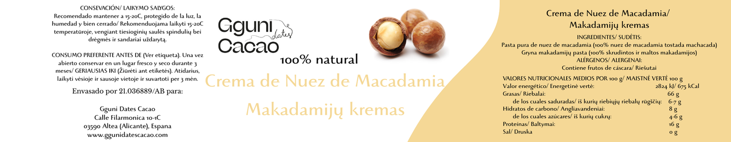 Makadamijų kremas, 100 g