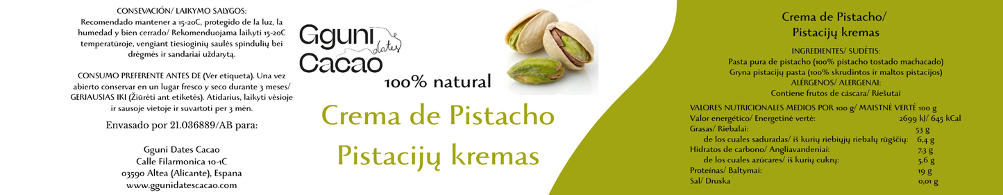 Crema de pistacho, 100gr