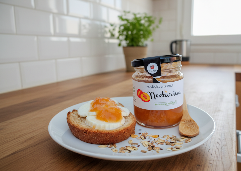 Organic Nectarine jam without added sugar nor sweeteners, 250g