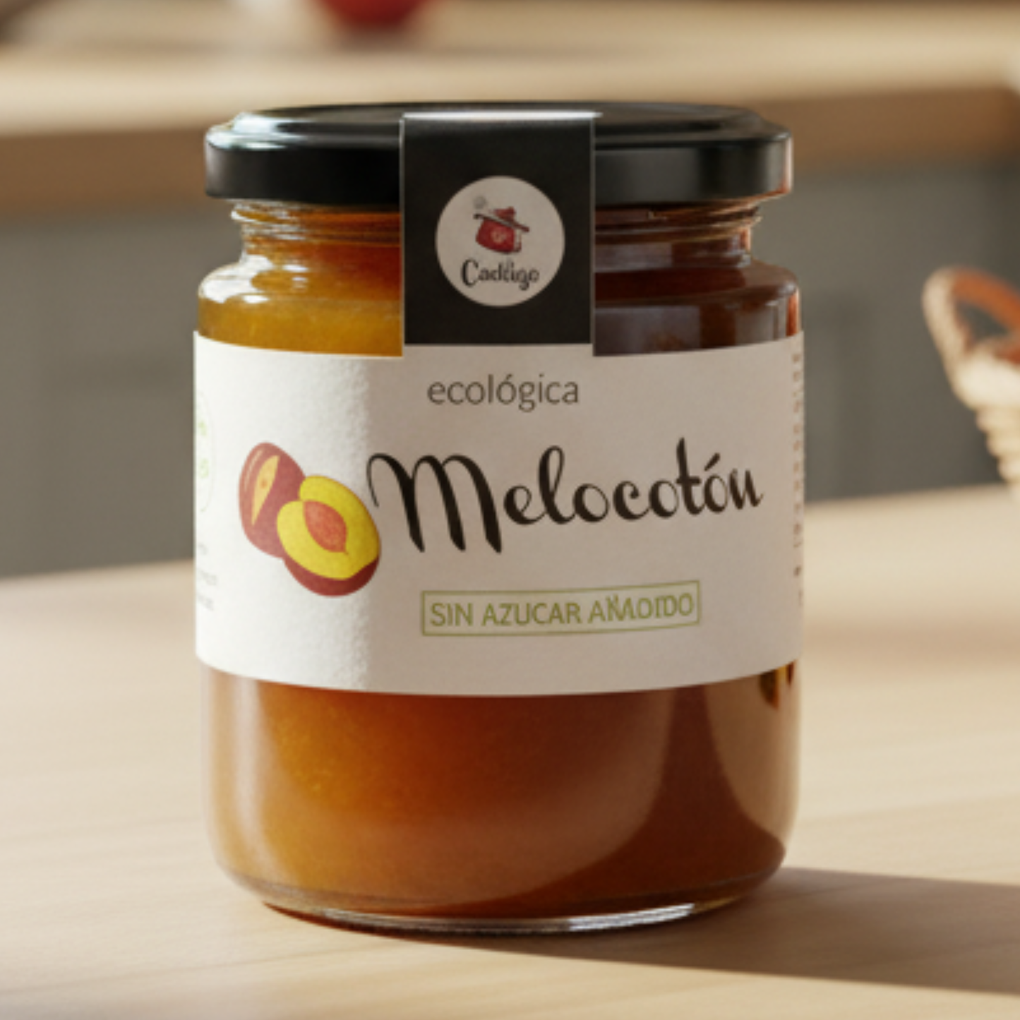 Organic Peach jam without added sugar nor sweeteners, 250g