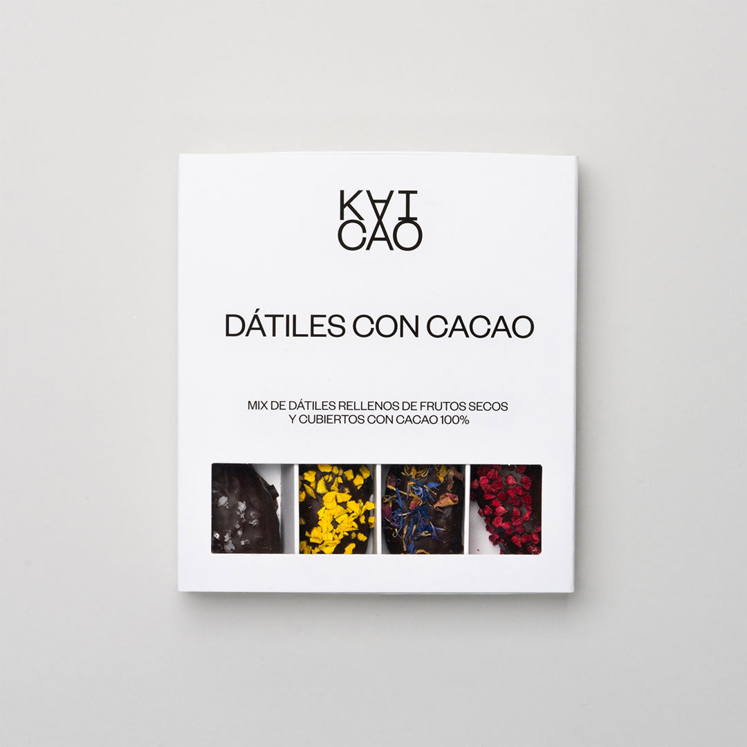 Rinkinys iš 12 medjool datulių, įdarytų riešutais, padengtų 100% kakava, 300 g